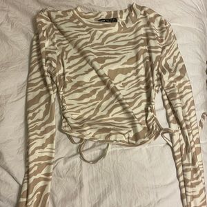 Shein white/tan zebra print , backless top